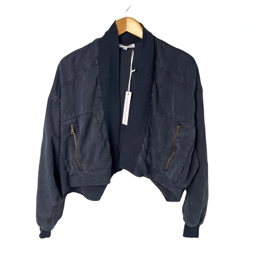 Young Fabulous and Broke Fara Cropped Convertible Jacket Blue Size Small - Picture 2 of 7